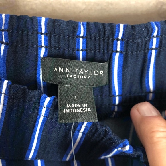 Ann Taylor Pull on Blue Striped Pant Large - Picture 5 of 6